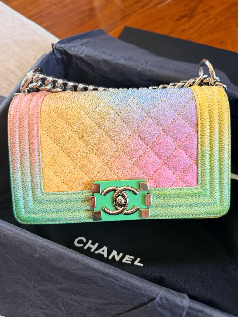 Chanel Rainbow Caviar Leather Small Boy Bag